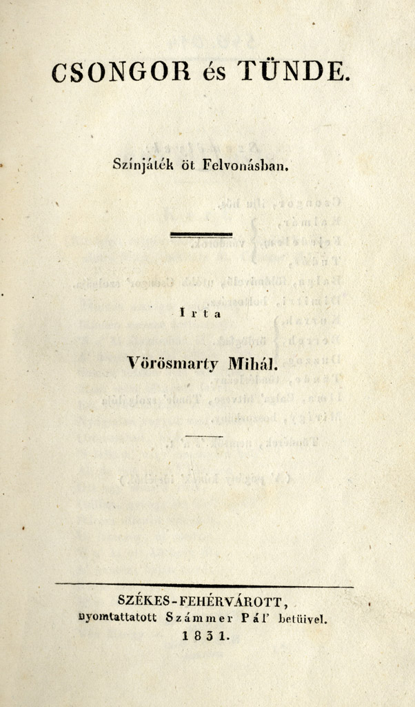 A Csongor és Tünde első kiadása